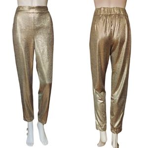 Anthropologie Maison D'Amelie Metallic Gold Jogger Pants